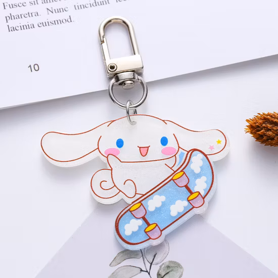 Custom Cartoon Cute Kawaii Plastic Holographic Epoxy Glitter Acrylic Keychain