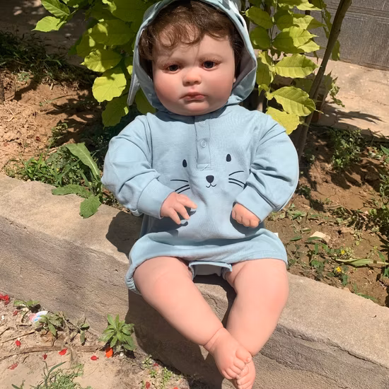 3D Skin with Vascular Vein 55 Cm Silicone Baby Reborn Boy Doll Toy for Children Smiling Art Toddler Play House Boneca Birthday Gift