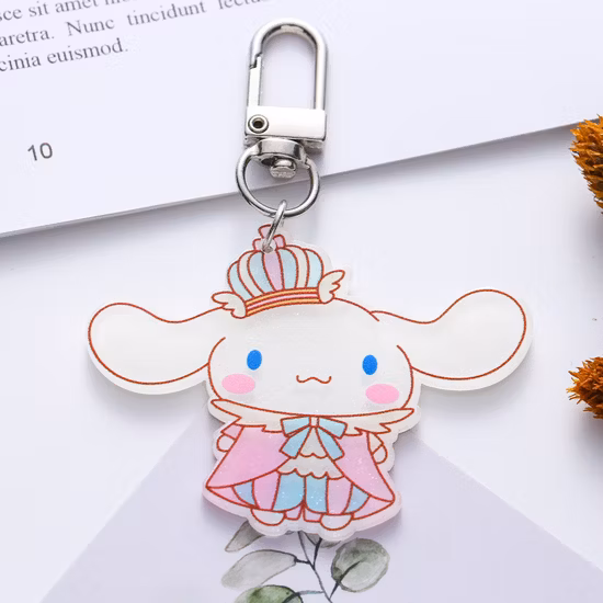 Custom Cartoon Cute Kawaii Plastic Holographic Epoxy Glitter Acrylic Keychain