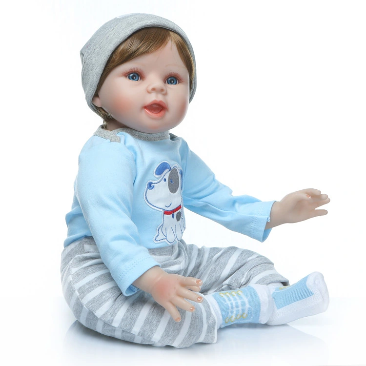 Handmade Silicone Vinyl Reborn Baby Boy 22′′/55 Cm Lifelike Babies Doll with Lovely Clothing Kids Birthday Xmas Gift
